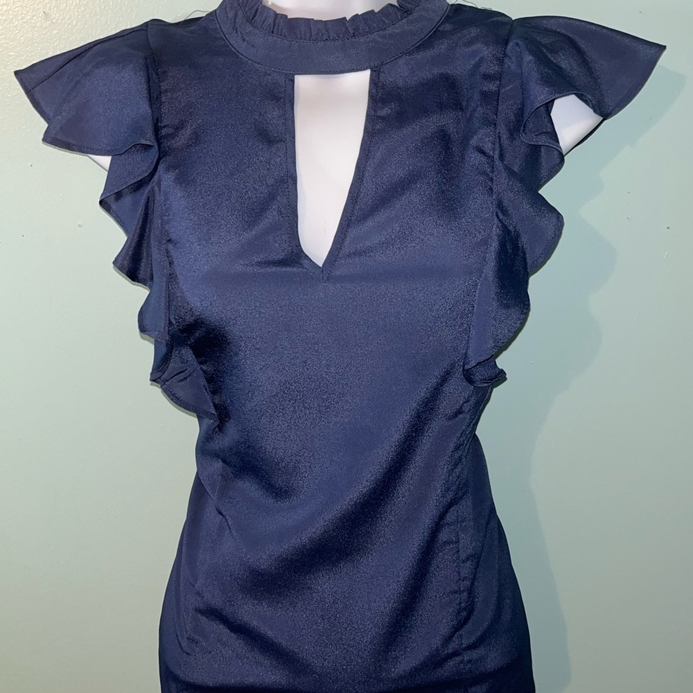 BCBGeneration Blouse High‎ Neck Ruffle - Picture 2 of 12